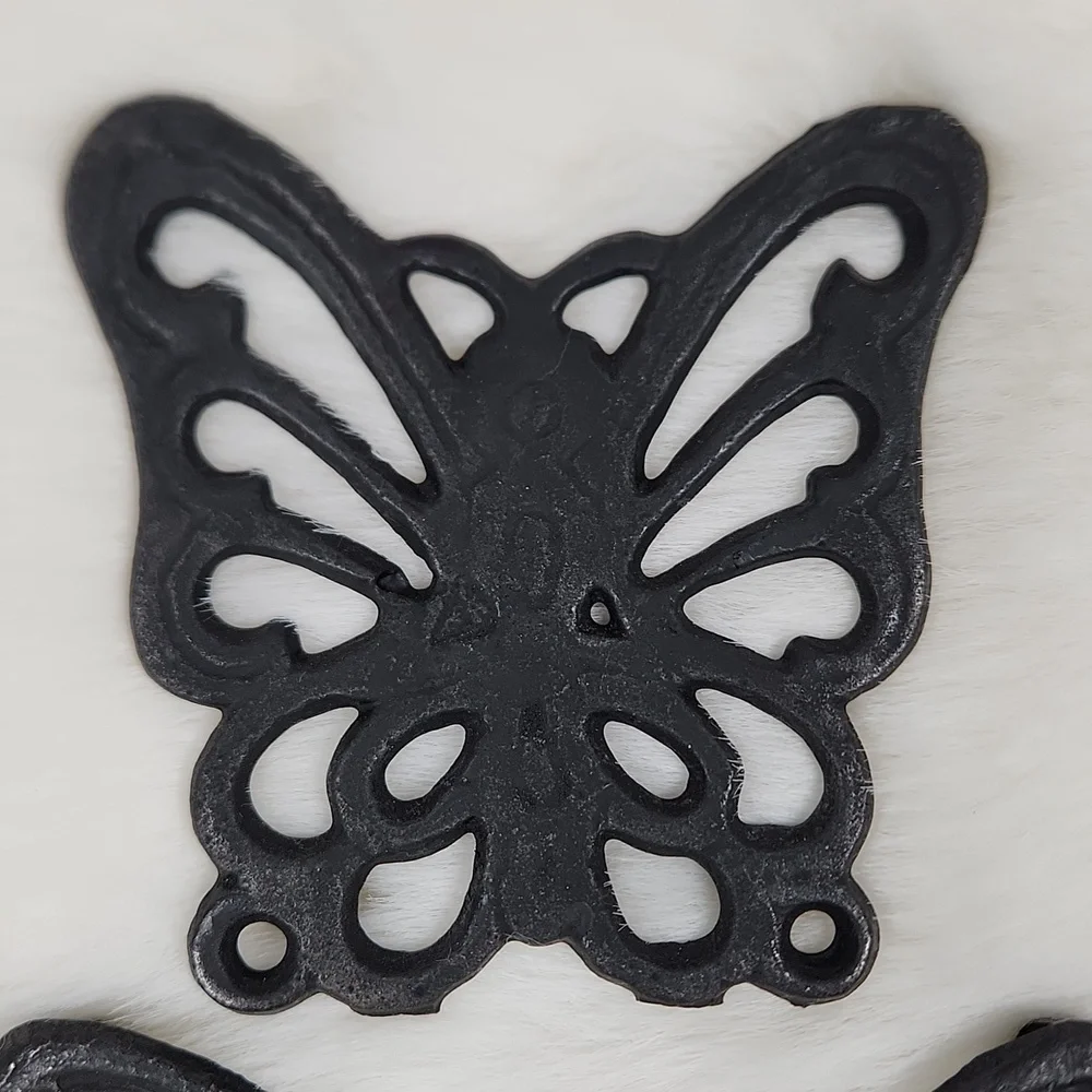 IRON Butterflies, Set of 5 Trivets, Vintage 70s Taiwanese